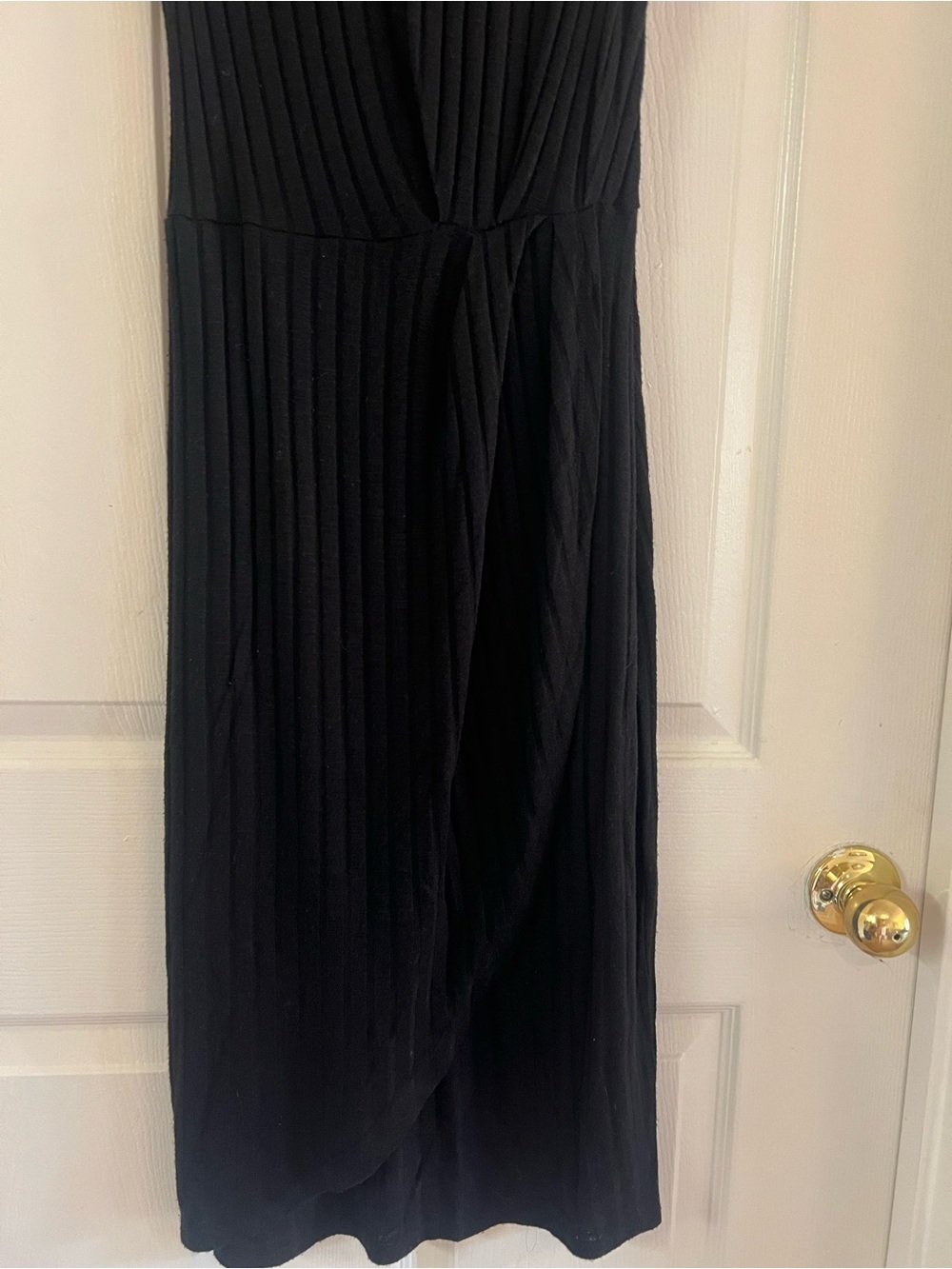 BP. Black Ribbed Sleeveless Midi Dress | Tulip Hem | Size Small - Picture 3 of 10